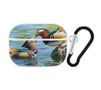 Custodia per AirPod Pro con anatre mandarine che giocano nell'acqua, cover rigida antigraffio in policarbonato con portachiavi, accessorio per AirPod Pro 2°/1° custodia per donne e uomini, stile