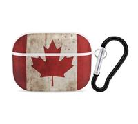 Custodia per AirPod Pro con bandiera del Canada, cover rigida antigraffio in policarbonato con portachiavi, accessorio per AirPod Pro 2°/1° custodia per donne e uomini, stile bianco