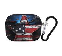 Custodia per AirPod Pro con bandiera e stelle, cover rigida antigraffio in policarbonato con portachiavi, accessorio per AirPod Pro 2°/1° custodia per donne e uomini, stile nero
