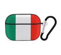 Custodia per AirPod Pro con bandiera italiana, cover rigida antigraffio in policarbonato con portachiavi, accessorio per AirPod Pro 2°/1° custodia per donne e uomini, stile nero