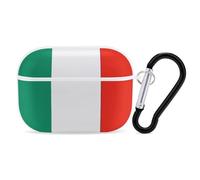 Custodia per AirPod Pro con bandiera italiana, cover rigida antigraffio in policarbonato con portachiavi, accessorio per AirPod Pro 2°/1° custodia per donne e uomini, stile bianco