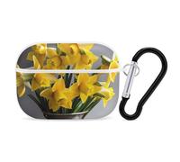 Custodia per AirPod Pro con bouquet di narcisi, cover rigida antigraffio in policarbonato con portachiavi, accessorio per AirPod Pro 2°/1° custodia per donne e uomini, stile bianco
