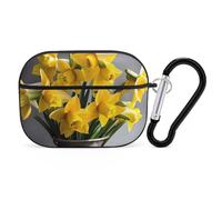 Custodia per AirPod Pro con bouquet di narcisi, cover rigida antigraffio in policarbonato con portachiavi, accessorio per AirPod Pro 2°/1° custodia per donne e uomini, stile nero