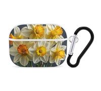 Custodia per AirPod Pro con bouquet di narcisi, cover rigida antigraffio in policarbonato con portachiavi, accessorio per AirPod Pro 2°/1° custodia per donne e uomini, stile bianco