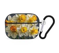 Custodia per AirPod Pro con bouquet di narcisi, cover rigida antigraffio in policarbonato con portachiavi, accessorio per AirPod Pro 2°/1° custodia per donne e uomini, stile nero