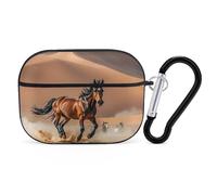 Custodia per Airpod Pro con clip di blocco di sicurezza, custodia protettiva rigida con cavallo che corre nel deserto, compatibile con Airpod Pro di 2a/1a generazione, custodia per donne e uomini, LED