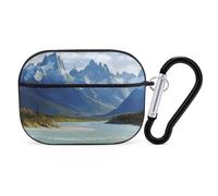 Custodia per Airpod Pro con clip di blocco di sicurezza, custodia protettiva rigida per montagne e fiumi, compatibile con Airpod Pro di 2a/1a generazione, custodia per donne e uomini, LED frontale