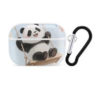 Custodia per Airpod Pro con clip di blocco di sicurezza, panda rigida con palloncino, custodia protettiva compatibile con Airpod Pro di 2a/1a generazione, custodia per donne e uomini, LED frontale