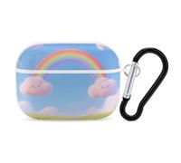Custodia per Airpod Pro con clip di blocco di sicurezza, rigida, nuvola pastello con cielo arcobaleno, custodia protettiva compatibile con Airpod Pro di 2a/1a generazione, custodia per donne e uomini
