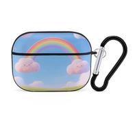 Custodia per Airpod Pro con clip di blocco di sicurezza, rigida, nuvola pastello con cielo arcobaleno, custodia protettiva compatibile con Airpod Pro di 2a/1a generazione, custodia per donne e uomini