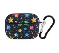 Custodia per Airpod Pro con clip di blocco di sicurezza, rigida, semplice, colorata, con stelle, compatibile con Airpod Pro di 2a/1a generazione, custodia per donne e uomini, LED frontale visibile