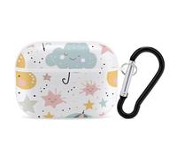 Custodia per Airpod Pro con clip di blocco di sicurezza, stelle rigide e ombrello, custodia protettiva compatibile con Airpod Pro di 2a/1a generazione, custodia per donne e uomini, LED frontale