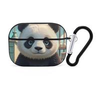 Custodia per AirPod Pro con faccia di panda anime, cover rigida antigraffio in policarbonato con portachiavi, accessori per AirPod Pro 2a/1a custodia, per donne e uomini, stile nero