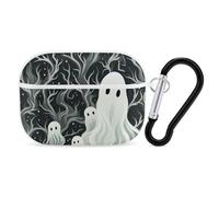 Custodia per AirPod Pro con fantasma, antigraffio, cover rigida in policarbonato con portachiavi, accessorio per AirPod Pro 2°/1° custodia per donne e uomini, stile bianco
