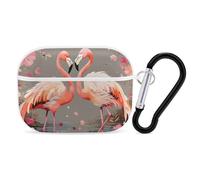 Custodia per AirPod Pro con fenicotteri e fiori, cover rigida antigraffio in policarbonato con portachiavi, accessorio per AirPod Pro 2°/1° custodia per donne e uomini, stile bianco