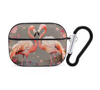 Custodia per AirPod Pro con fenicotteri e fiori, cover rigida antigraffio in policarbonato con portachiavi, accessorio per AirPod Pro 2°/1° custodia per donne e uomini, stile nero