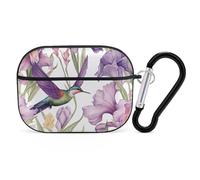 Custodia per AirPod Pro con fiori di iris, cover rigida antigraffio in policarbonato con portachiavi, accessorio per AirPod Pro 2a/1a custodia, per donne e uomini, stile nero
