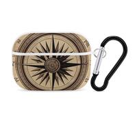 Custodia per AirPod Pro con mappa stradale Compass Wind, cover rigida antigraffio in policarbonato con portachiavi, accessorio per AirPod Pro 2°/1° custodia per donne e uomini, stile bianco