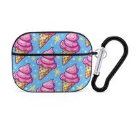 Custodia per AirPod Pro con motivo a cono gelato, cover rigida antigraffio in policarbonato con portachiavi, accessorio per AirPod Pro 2°/1° custodia per donne e uomini, stile nero