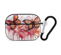 Custodia per AirPod Pro con motivo a farfalla, con spray ad acquerello, antigraffio, cover rigida in policarbonato con portachiavi, accessorio per AirPod Pro 2°/1° custodia per donne e uomini, stile