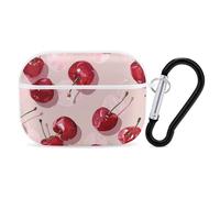 Custodia per AirPod Pro con motivo ciliegia, cover rigida antigraffio in policarbonato con portachiavi, accessori per AirPod Pro 2a/1a custodia per donne e uomini, stile bianco
