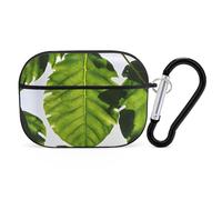 Custodia per AirPod Pro con motivo foglie verdi, cover rigida antigraffio in policarbonato con portachiavi, accessorio per AirPod Pro 2°/1° custodia per donne e uomini, stile nero
