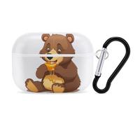 Custodia per AirPod Pro con orso che mangia, cover rigida antigraffio in policarbonato con portachiavi, accessorio per AirPod Pro 2°/1° custodia per donne e uomini, stile bianco