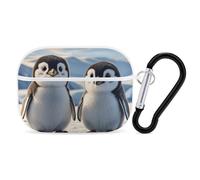 Custodia per AirPod Pro con pinguini, cover rigida antigraffio in policarbonato con portachiavi, accessorio per AirPod Pro 2°/1° custodia per donne e uomini, stile bianco