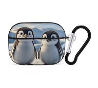 Custodia per AirPod Pro con pinguini, cover rigida antigraffio in policarbonato con portachiavi, accessorio per AirPod Pro 2°/1° custodia per donne e uomini, stile nero