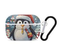 Custodia per AirPod Pro con pinguino divertente, antigraffio, cover rigida in policarbonato con portachiavi, accessorio per AirPod Pro 2°/1° custodia per donne e uomini, stile bianco