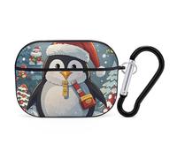 Custodia per AirPod Pro con pinguino divertente, antigraffio, cover rigida in policarbonato con portachiavi, accessorio per AirPod Pro 2°/1° custodia per donne e uomini, stile nero