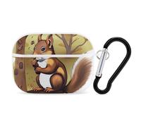 Custodia per AirPod Pro con scoiattolo Nut-Eating, cover rigida antigraffio in PC con portachiavi, accessorio per AirPod Pro 2a/1a custodia, per donne e uomini, stile bianco