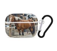 Custodia per AirPod Pro Horse in The Street, cover rigida antigraffio in policarbonato con portachiavi, accessorio per AirPod Pro 2°/1° custodia per donne e uomini, stile bianco