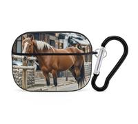 Custodia per AirPod Pro Horse in The Street, cover rigida antigraffio in policarbonato con portachiavi, accessorio per AirPod Pro 2°/1° custodia per donne e uomini, stile nero