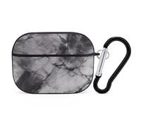 Custodia per AirPod Pro in marmo nero chiaro, cover rigida antigraffio in policarbonato con portachiavi, accessorio per AirPod Pro 2°/1° custodia per donne e uomini, stile nero
