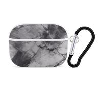 Custodia per AirPod Pro in marmo nero chiaro, cover rigida antigraffio in policarbonato con portachiavi, accessorio per AirPod Pro 2°/1° custodia per donne e uomini, stile bianco