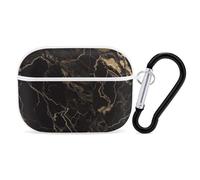 Custodia per AirPod Pro in marmo nero oro, cover rigida antigraffio in policarbonato con portachiavi, accessorio per AirPod Pro 2°/1° custodia per donne e uomini, stile bianco