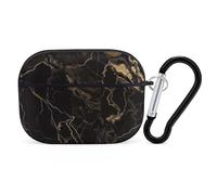 Custodia per AirPod Pro in marmo nero oro, cover rigida antigraffio in policarbonato con portachiavi, accessorio per AirPod Pro 2°/1° custodia per donne e uomini, stile nero