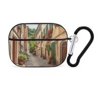 Custodia per AirPod Pro Italy Street, cover rigida antigraffio in policarbonato con portachiavi, accessorio per AirPod Pro 2°/1° custodia per donne e uomini, stile nero