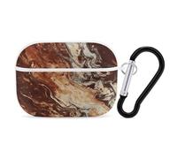 Custodia per AirPod Pro marrone misto marmo, cover rigida antigraffio in policarbonato con portachiavi, accessorio per AirPod Pro 2°/1° custodia per donne e uomini, stile bianco