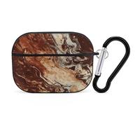 Custodia per AirPod Pro marrone misto marmo, cover rigida antigraffio in policarbonato con portachiavi, accessorio per AirPod Pro 2°/1° custodia per donne e uomini, stile nero