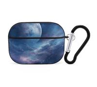 Custodia per AirPod Pro Nebula and Moon, cover rigida antigraffio in policarbonato con portachiavi, accessorio per AirPod Pro 2°/1° custodia per donne e uomini, stile nero
