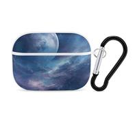 Custodia per AirPod Pro Nebula and Moon, cover rigida antigraffio in policarbonato con portachiavi, accessorio per AirPod Pro 2°/1° custodia per donne e uomini, stile bianco