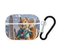Custodia per AirPod Pro New York e scoiattolo, cover rigida antigraffio in policarbonato con portachiavi, accessorio per AirPod Pro 2°/1° custodia per donne e uomini, stile bianco