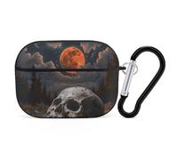 Custodia per AirPod Pro Night and Skull, cover rigida antigraffio in policarbonato con portachiavi, accessorio per AirPod Pro 2°/1° custodia per donne e uomini, stile nero
