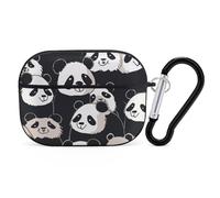 Custodia per AirPod Pro Panda Star, cover rigida antigraffio in policarbonato con portachiavi, accessorio per AirPod Pro 2°/1° custodia per donne e uomini, stile nero