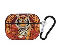 Custodia per AirPod Pro Prosperity in The Year of The Tiger, cover rigida antigraffio in PC con portachiavi, accessorio per AirPod Pro 2°/1° custodia per donne e uomini, stile nero