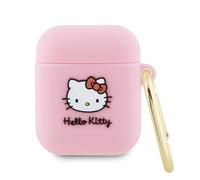 Custodia per AirPods 1 Hello Kitty 3D con testa di gatto in silicone rosa