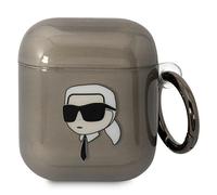 Custodia per AirPods 1 nera con la testa di Karl Lagerfeld