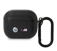 Custodia per AirPods 3 BMW in pelle con linee curve, colore nero.